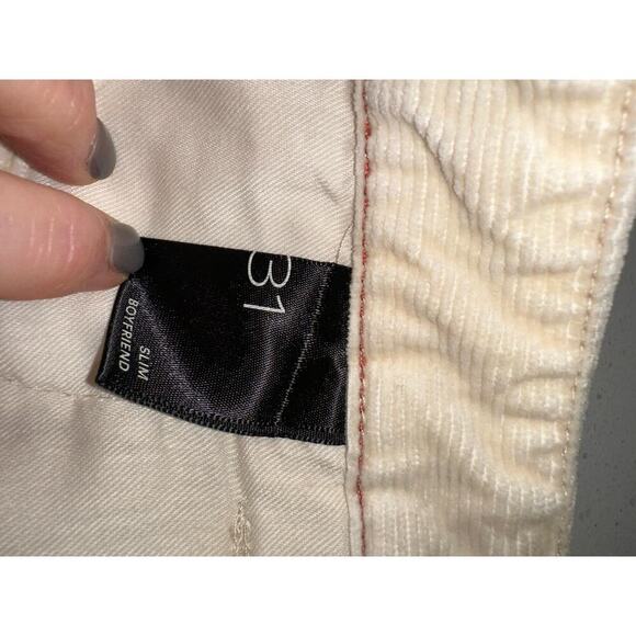 Pilcro Women’s Slim Boyfriend Corduroy Jeans Cream Size 31 - Picture 6 of 8